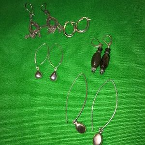 Five beautiful pairs of sterling silver earrings